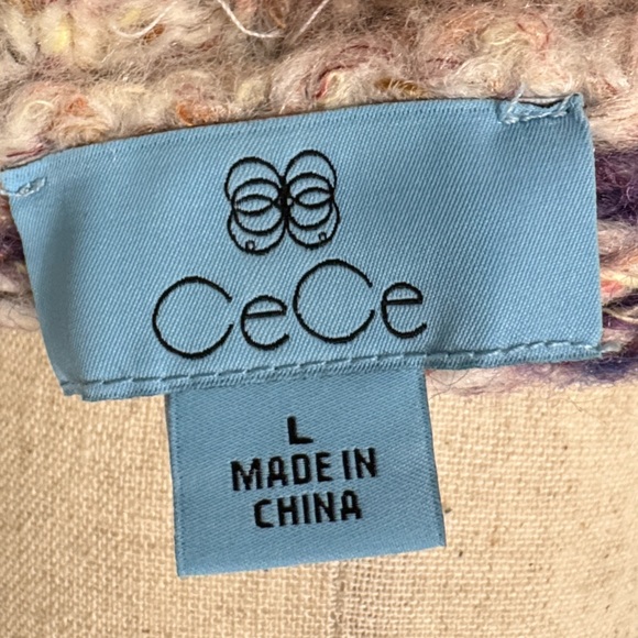 CeCe NWOT❤️ Women's Sweater Textured Cream and Purple - Picture 11 of 13